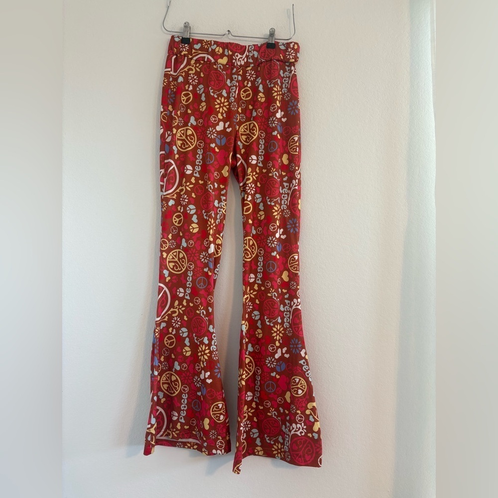 Retro Peace Sign Flare Pants 70’s Hippie Costume Halloween - Picture 3 of 8